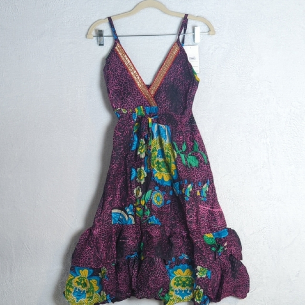 Junglee Billee Women's Purple Boho Fairycore Festival Ruffle Dress Size M